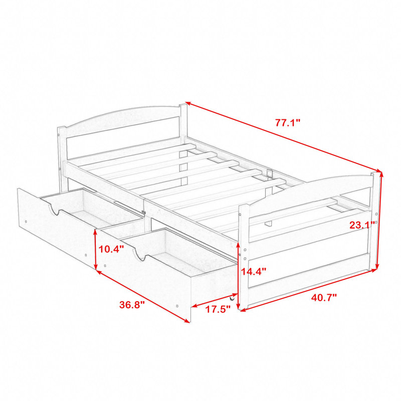 Red Barrel Studio® Kristle Twin 2 Drawers Wood Platform Bed Wayfair